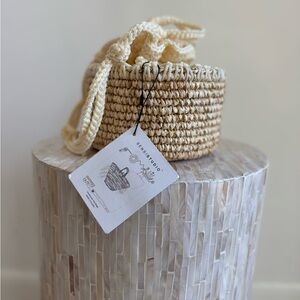 NWT GORG SOLD OUT Sensi Studio Cream and Tan Woven Basket $295